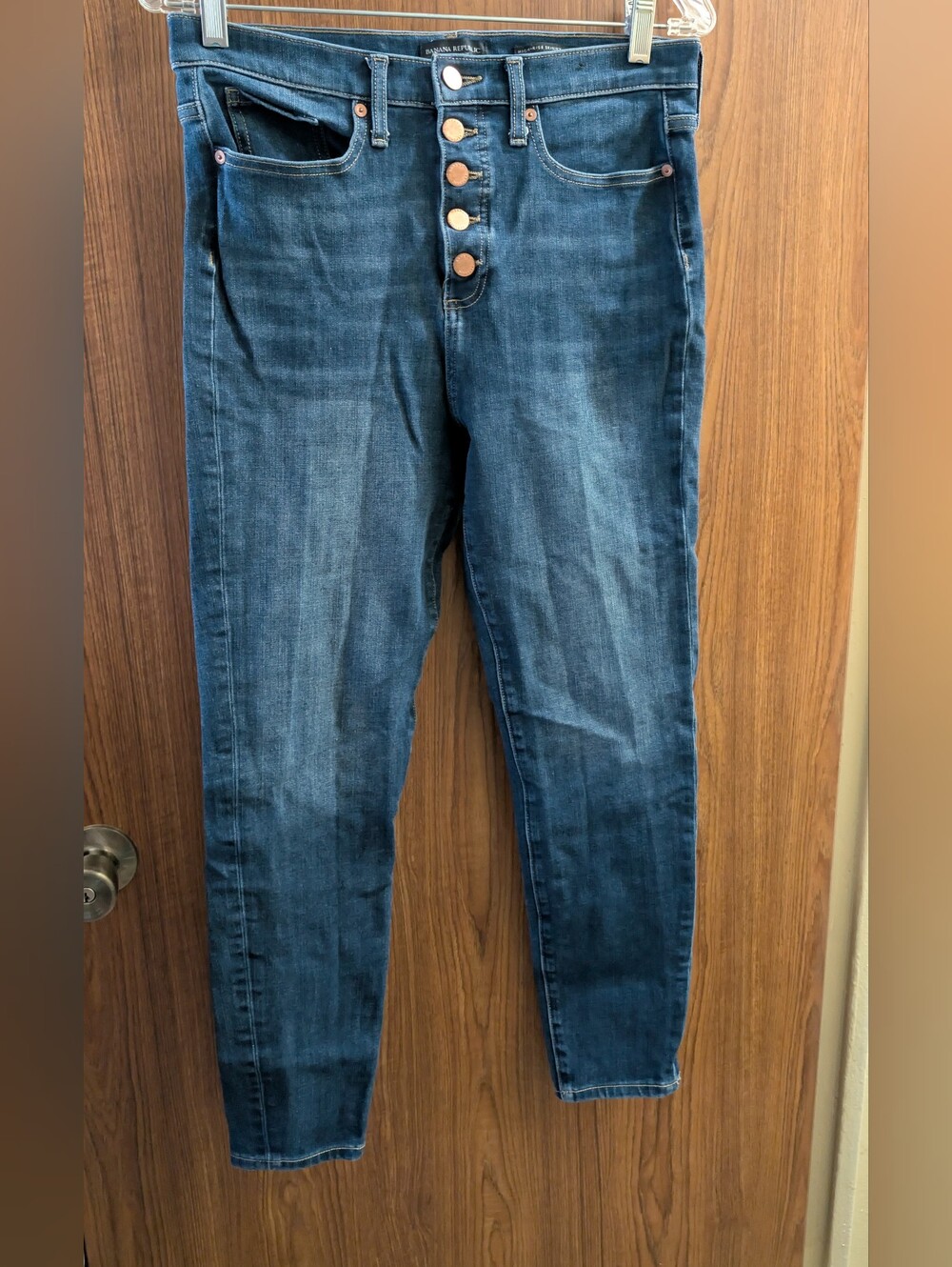 Banana Republic High-Rise Button-Fly Jeans - Dark Blue